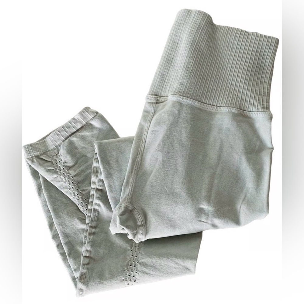 FP Movement by Free People High-Waist Ribbed Waistband Leggings - Light Sage